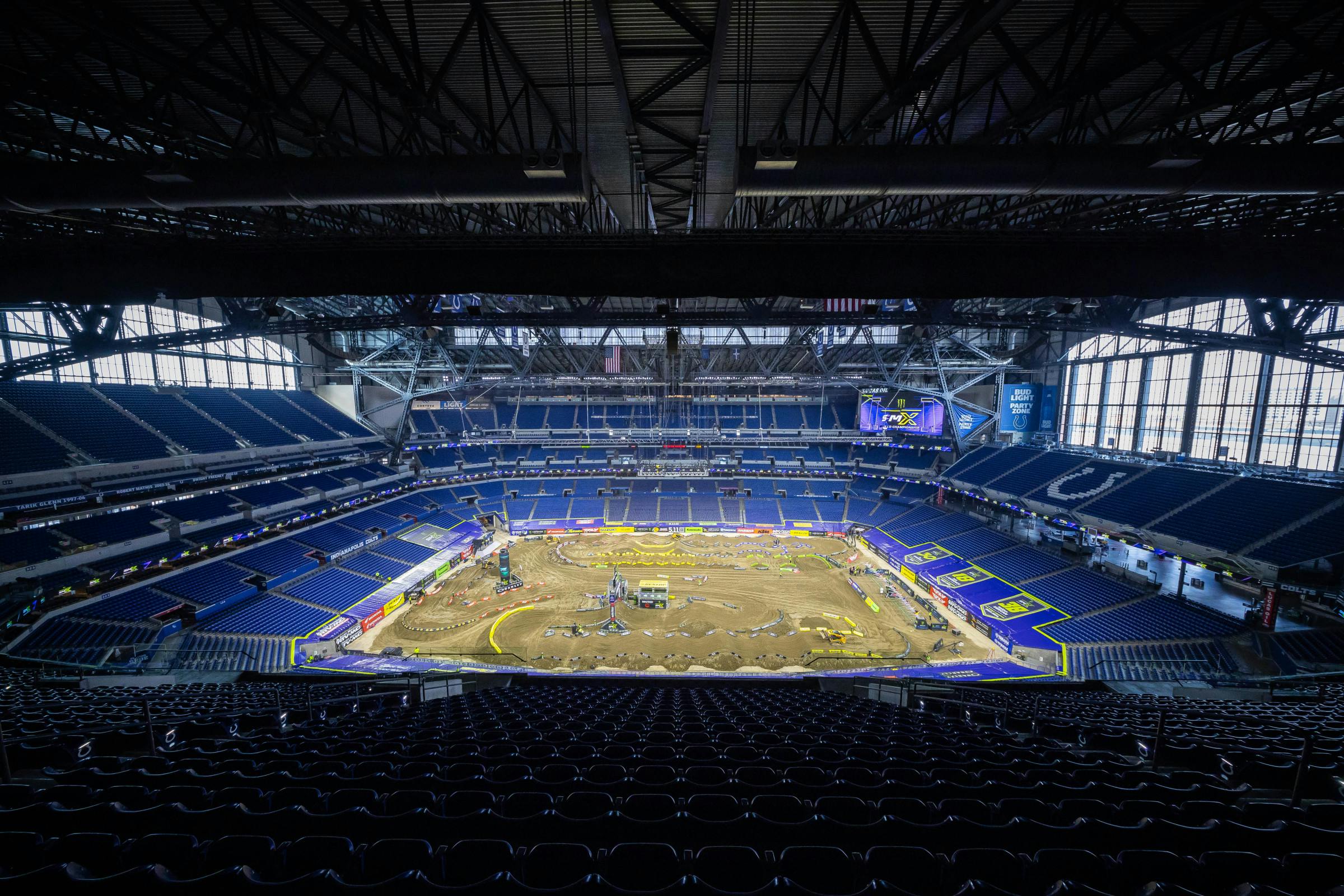 The Indy SX track awaits the Friday press ride.